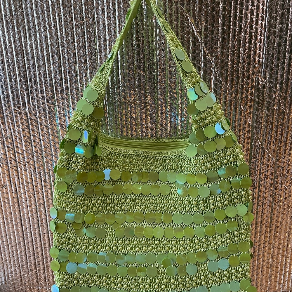 New Vintage Green Beaded, Secuin Shoulder Bag